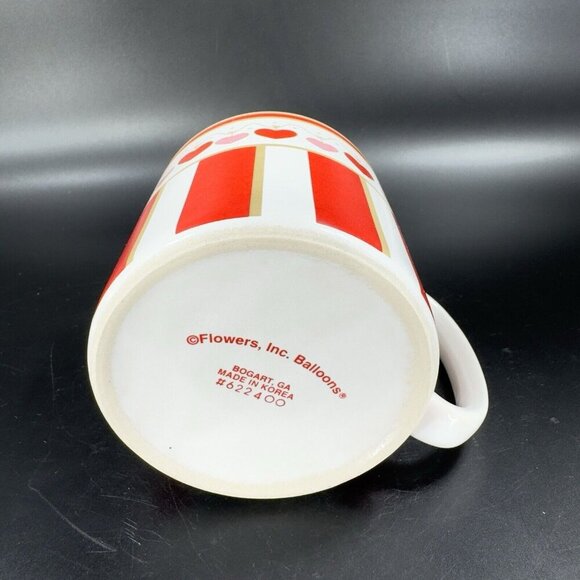Flowers Inc Balloons Ceramic Coffee Mug Cup Red Pink Hearts Made Korea Vintage - Picture 6 of 12